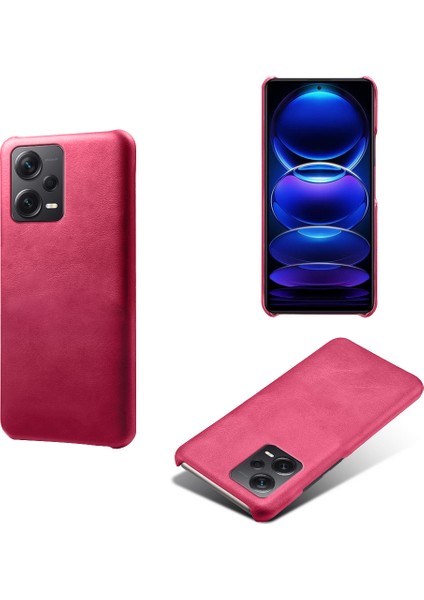 Xiaomi Redmi Için Note 12 Pro+ 5g Buzağı Dokulu Telefon Kapağı Ön Çizgiye Anti-Kılavuz Deri Kaplamalı Pc Cep Telefon Kılıfı-Gül (Yurt Dışından)