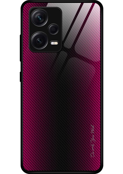 Xiaomi Redmi Için Note 12 Pro+ 5g Şok Geçirmez Telefon Kasası Karbon Fiber Doku Ince Kasa Temperli Cam+ Tpu Telefon Kapağı-Gül (Yurt Dışından)