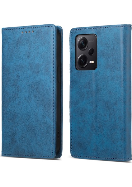 Xiaomi Redmi Için Note 12 Pro+ 5g Ince Fit Telefon Kılıfı Rfıd Engelleme Standı Cüzdan Pu Deri Kapak-Mavi (Yurt Dışından)