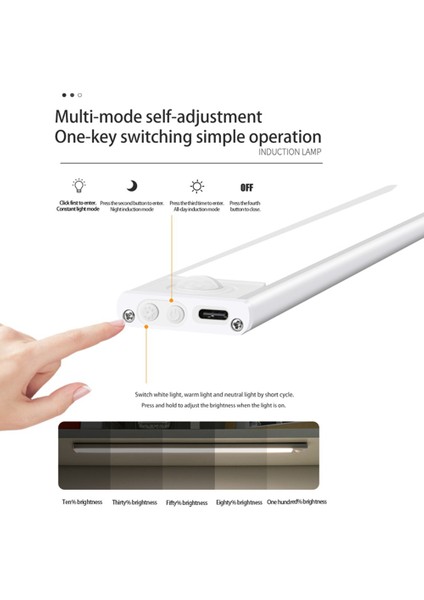 LED Gece Lambası 20 cm Hareket Sensörü Kablosuz USB Kabine Gece Lambası Dolap Lambası Mutfak Dolabı Yatak Odası Dolap (Yurt Dışından)