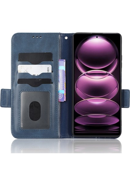 Xiaomi Için Redmi Note 12 Pro+ 5g Tam Koruma Cep Telefonu Kapak Stand Standı Pu Deri Deri Baskılı Üçgen Desen Flip Telefon Kılıfı-Mavi (Yurt Dışından) fiyatları