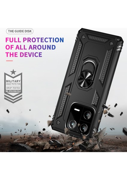 Xiaomi 13 Pro 5g Için Ring Kickstand Telefon Kasası Askeri Sınıf Şok Geçirmez Pc+Tpu Koruyucu Kapak-Siyah (Yurt Dışından) fiyatları