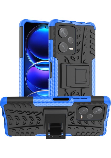 Xiaomi Redmi Için Telefon Kılıfı Note 12 Pro+ 5g Sert Pc+ Tpu Telefon Kabuğu Kickstand Damla Koruma Telefon Kapağı-Mavi (Yurt Dışından)