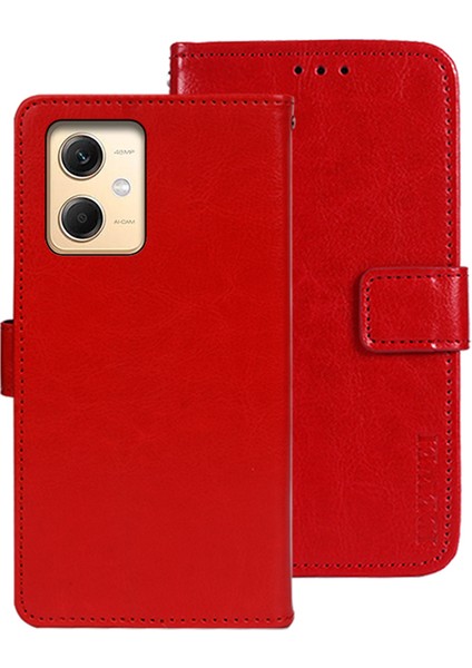 Xiaomi Redmi Için Note 12R Pro 5g Cüzdan Deri Kılıf Çılgın At Doku Standı Fingerprint Anti Tele Kabuğu Kapağı-Kırmızı (Yurt Dışından)