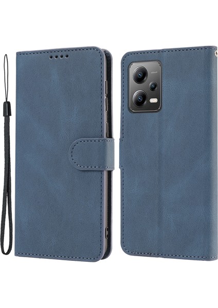 Xiaomi Redmi Için Note 12 Pro+ 5g/note 12 Explorer 5g Deri Telefon Kılıfı Stand Cüzdan Kapağı-Mavi (Yurt Dışından)