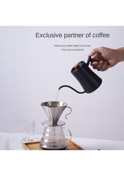 Cezve Süt Köpürtme Sürahi Sürahi Gooseneck Su Isıtıcısı Bacalı Paslanmaz Çelik Kahve Çay Süt Tenceresi Su Isıtıcısı 600 ml Siyah (Yurt Dışından)