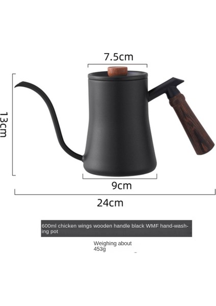 Cezve Süt Köpürtme Sürahi Sürahi Gooseneck Su Isıtıcısı Bacalı Paslanmaz Çelik Kahve Çay Süt Tenceresi Su Isıtıcısı 600 ml Siyah (Yurt Dışından)
