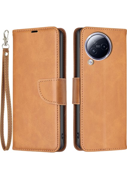 Xiaomi Civi 3 5g Dokulu Stand Telefon Kılıfı Düz ​​renk Cüzdan Pu Deri+Iç Tpu Telefon Kapağı-Sarı (Yurt Dışından)