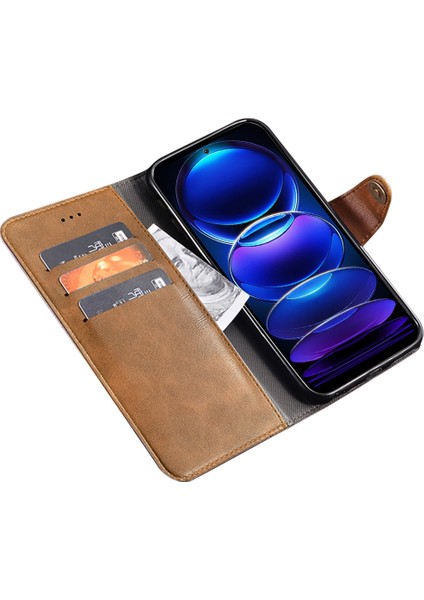 Xiaomi Redmi Için Note 12 Pro+ 5g Bırak-Kötü Telefon Kılıfı Ince Doku Tpu+ Pu Deri Deri Flip Cüzdan Kapak Standı-Kahverengi (Yurt Dışından)