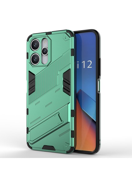 Xiaomi Redmi Için 12 4g/12 5g/poco M6 Pro 5g Anti-Drop Koruyucu Telefon Vaka Kickstand Pc+Tpu Telefon Kapağı-Yeşil (Yurt Dışından)