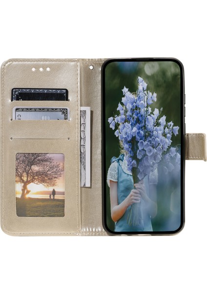 Xiaomi Için 13 Baskılı Mandala Çiçek Pu Deri Kılıf Stand Stand Cüzdan Tam Koruma Telefon Kapağı Kayışlı-Altın (Yurt Dışından)