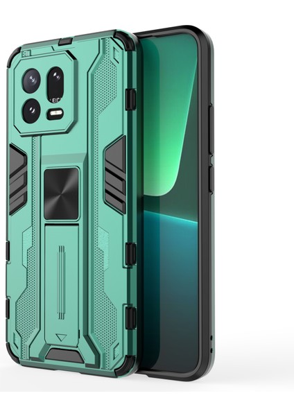 Xiaomi 13 5g Sabit Pc Için Yumuşak Tpu Şok Emilim Kickstand Telefon Kapak Kabuğu-Yeşil (Yurt Dışından)