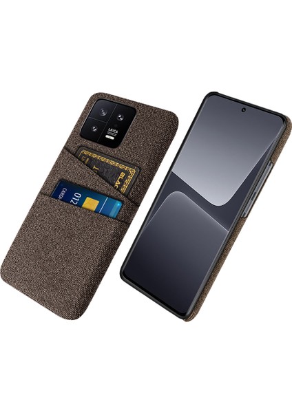 Xiaomi 13 5g Kumaş Doku Için Çift Kart Yuvaları Pc Kılıfı Anti-Çizelge Telefon Koruyucu Kapak-Kahverengi (Yurt Dışından)