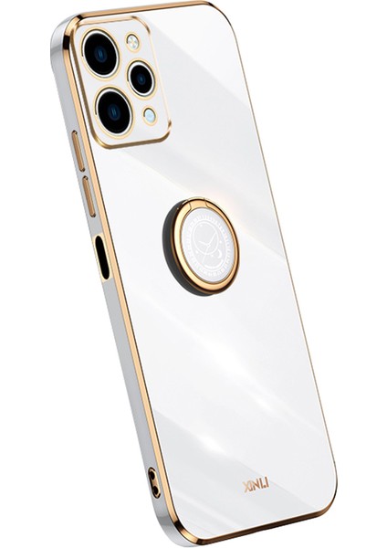Xiaomi Redmi Için 12 4g Elektruman Telefon Kılıf Yüzüğü Kickstand Tpu Arka Kapak-Beyaz (Yurt Dışından)