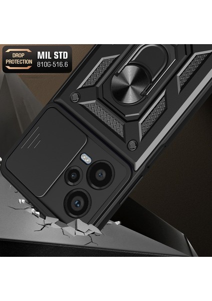 Xiaomi Redmi Için Note 12 Pro+ 5g Kickstand Telefon Kasası Slayt Lens Koruma Pc+ Tpu Telefon Kapağı-Altın (Yurt Dışından)