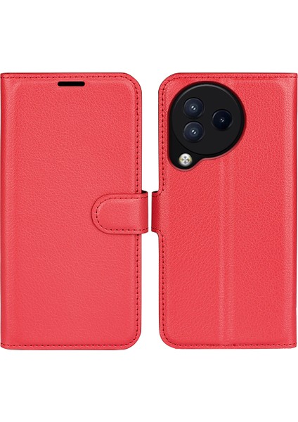 Xiaomi Civi 3 5g Için Litchi Doku Cüzdan Telefon Kılıfı Stand Pu Deri Tam Koruma Kapağı-Kırmızı (Yurt Dışından)