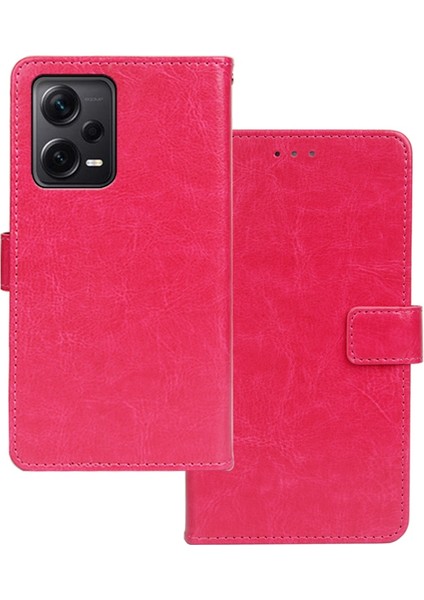 Xiaomi Redmi Için Note 12 Pro+ 5g Çılgın At Dokusu Pu Pu Deri Deri Flip Kapak Standı Fonksiyon Manyetik Kapatma Cüzdan Telefon Kılıfı-Gül (Yurt Dışından)