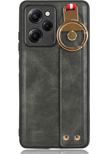 Xiaomi Poco X5 Pro 5g/redmi Için Note 12 Pro Speed ​​5g Bileklik Kickstand Mobil Kılıf Deri Kaplamalı Pc+Tpu Şok Geçirmez Kapak-Yeşil (Yurt Dışından)