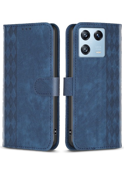 Xiaomi 13 Pro 5g Baskılı Pu Desen Pu Deri Flip Cover Damla Dayanıklı Cüzdan Telefon Kılıfı-Mavi (Yurt Dışından)