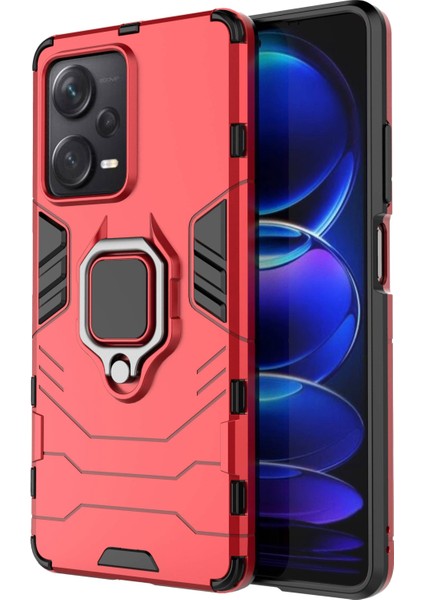 Xiaomi Redmi Için Note 12 Pro+ 5g Ring Tutucu Kickstand Telefon Geri Dava Şok Geçirmez Pc+ Tpu Hibrid Kapak-Kırmızı (Yurt Dışından)