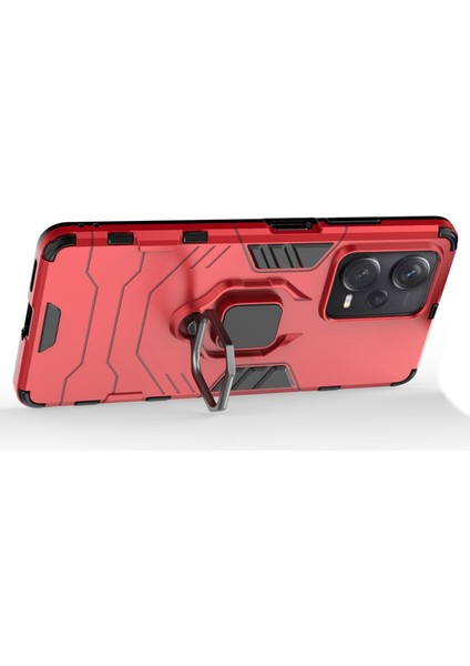 Xiaomi Redmi Için Note 12 Pro+ 5g Ring Tutucu Kickstand Telefon Geri Dava Şok Geçirmez Pc+ Tpu Hibrid Kapak-Kırmızı (Yurt Dışından)