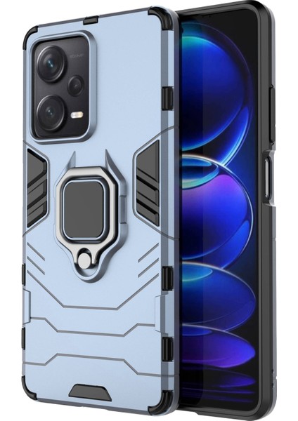Xiaomi Redmi Için Note 12 Pro+ 5g Ring Tutucu Kickstand Telefon Geri Dava Şok Geçirmez Pc+ Tpu Hibrid Kapak-Mavi (Yurt Dışından)
