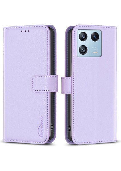 Xiaomi 13 Pro 5g Stand Cüzdan Telefon Kılıfı Pu Deri Telefon Kapağı-Mor (Yurt Dışından)