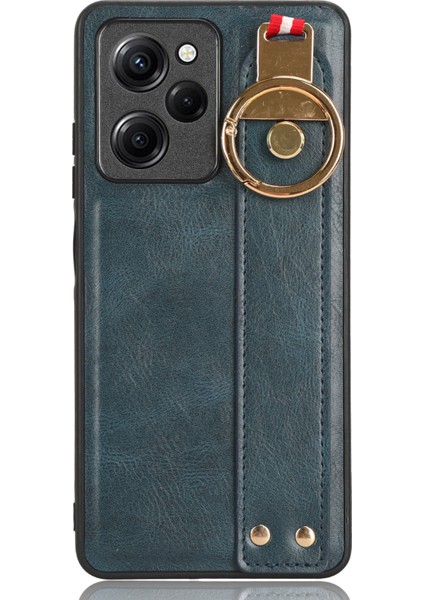 Xiaomi Poco X5 Pro 5g/redmi Için Note 12 Pro Speed ​​5g Bileklik Kickstand Mobil Kılıf Deri Kaplamalı Pc+Tpu Şok Geçirmez Kapak-Mavi (Yurt Dışından)