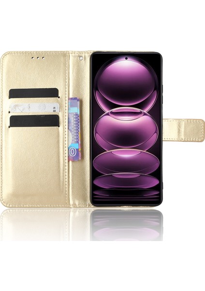 Xiaomi Redmi Için Koruyucu Telefon Kapağı Not 12 Pro+ 5g Çılgın At Dokusu Manyetik Kıçalı Pu Deri Kılıf Stand Strap Ile-Altın (Yurt Dışından)