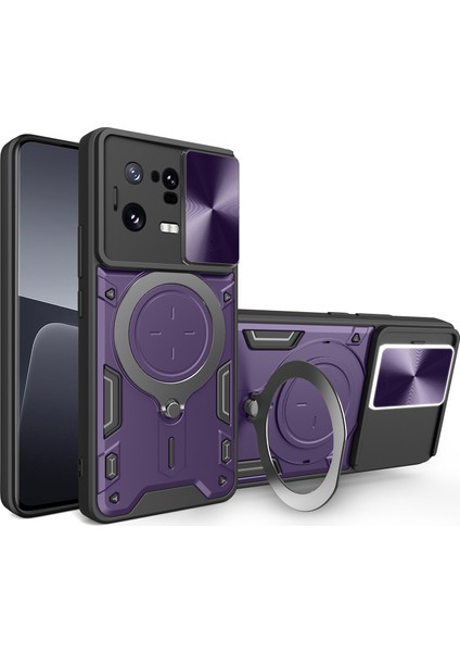 Xiaomi 13 Pro 5g Telefon Kılıfı Için Slayt Kameralı Kickstand Pc+Tpu Kapak Slayt Kameralı Kapak-Mor (Yurt Dışından)