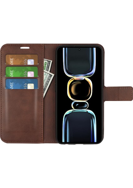 Xiaomi Redmi Için K60E 5g Cep Telefonu Kılıf Çantası Buzağı Doku Standı Cüzdan Cep Telefonu Kapağı-Kahverengi (Yurt Dışından) fiyatları