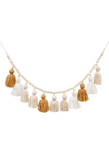 Ahşap Boncuklu Boho Çelenk, Dekoratif Banner Duvara Asılan Kız Odası Kreş Bebek Partisi Sınıf A (Yurt Dışından) fiyatları