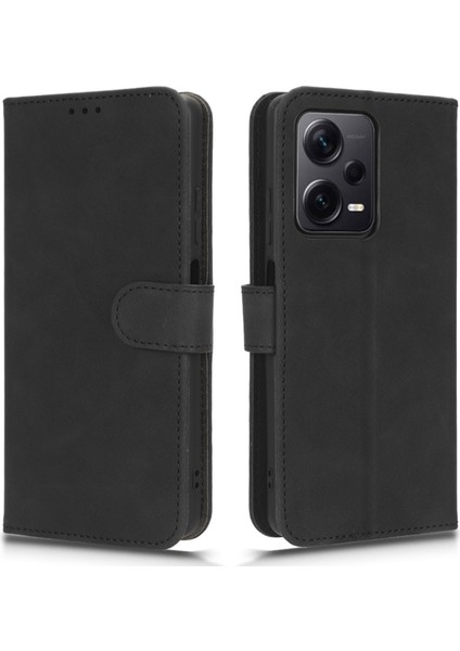 Xiaomi Redmi Için Note 12 Pro+ 5g Telefon Cüzdan Kılıfı Pu Deri Telefon Stand Kapağı-Siyah (Yurt Dışından)