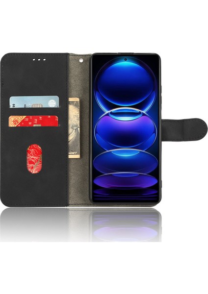 Xiaomi Redmi Için Note 12 Pro+ 5g Telefon Cüzdan Kılıfı Pu Deri Telefon Stand Kapağı-Siyah (Yurt Dışından)