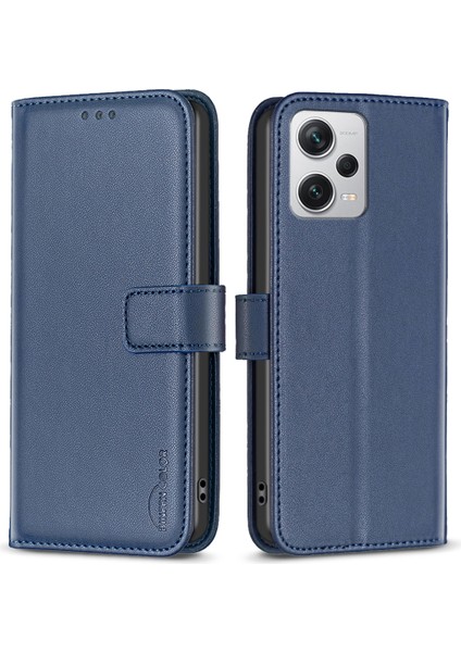 Xiaomi Redmi Için Note 12 Pro+ 5g Deri Telefon Kılıf Cep Telefonu Stand Cüzdan Kapağı-Mavi (Yurt Dışından)