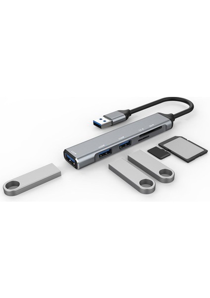 USB Hub 3.0 Usb-A Hub Splitter 5 Port Usb3.0 Tf/sd Kart Okuyucu ile Dizüstü Bilgisayar Için Yüksek Hızlı Veri Aktarımı A (Yurt Dışından)