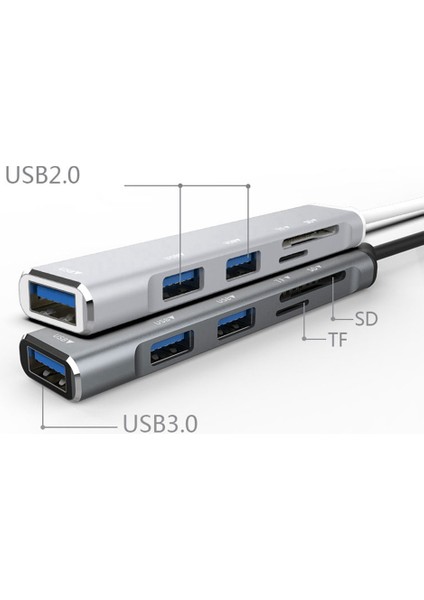 USB Hub 3.0 Usb-A Hub Splitter 5 Port Usb3.0 Tf/sd Kart Okuyucu ile Dizüstü Bilgisayar Için Yüksek Hızlı Veri Aktarımı A (Yurt Dışından)