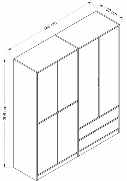 Elina 4 Kapaklı Dolap-Dore-Beyaz