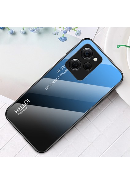 Xiaomi Poco X5 Pro 5g/redmi Note 12 Pro Hız 5g Telefon Kılıfı Temperli Cam Ince Kılıf-Gradyan Mavi Siyah (Yurt Dışından)