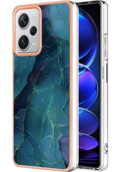 Xiaomi Redmi Için Note 12 Pro+ 5g Elektraplatma Telefon Kapağı Imd 2.0mm Mermer Desen Tpu Kasası-Yeşil (Yurt Dışından)