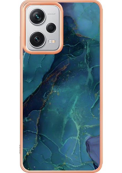 Xiaomi Redmi Için Note 12 Pro+ 5g Elektraplatma Telefon Kapağı Imd 2.0mm Mermer Desen Tpu Kasası-Yeşil (Yurt Dışından)