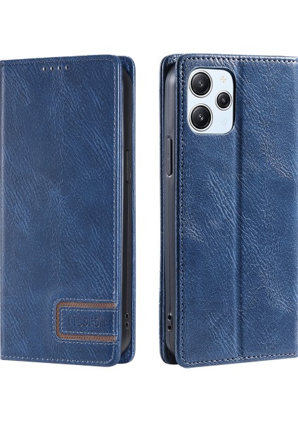 Ttudrch Style 007 Xiaomi Redmi Için Rfıd Engelleme Kabuğu 12 4g Stand Telefon Kılıfı Cüzdan Deri Kapağı-Mavi (Yurt Dışından)