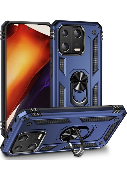 Xiaomi 13 5g Için Yüzük Kickstand Telefon Kasası Askeri Sınıf Anti-Drop Pc+Tpu Koruyucu Kapak-Mavi (Yurt Dışından)