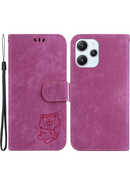 Xiaomi Redmi Için 12 4g Şok Geçirmez Kılıf Güzel Kaplan Deri Deri Cüzdanlı Telefon Kapağı Stand-Gül (Yurt Dışından)