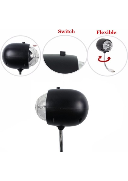 USB Disko Topu Lamba, Dönen Rgb Renkli LED Sahne Aydınlatma Parti Ampulü, 3W Kitap Işığı, USB ile Çalışan (Siyah) (Yurt Dışından)