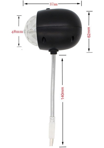 USB Disko Topu Lamba, Dönen Rgb Renkli LED Sahne Aydınlatma Parti Ampulü, 3W Kitap Işığı, USB ile Çalışan (Siyah) (Yurt Dışından)