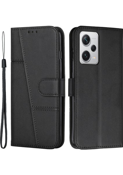Xiaomi Redmi Için Note 12 Pro+ 5g/not 12 Explorer 5g Deri Telefon Kılıfı Stand Flip Cüzdan Kapağı-Siyah (Yurt Dışından)