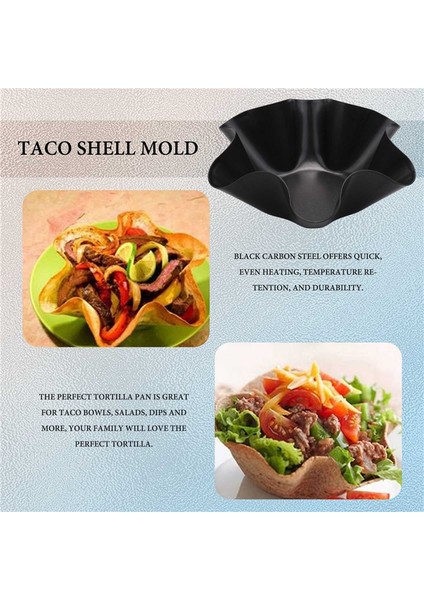 Yapışmaz Yivli Tortilla Kabuğu Tavalar Taco Salata Kasesi Yapımcıları, Yapışmaz Karbon Çelik, 4'lü Tostada Fırıncı Seti (Yurt Dışından)