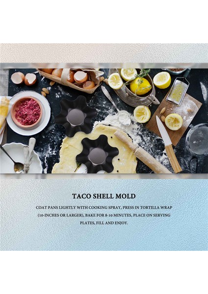 Yapışmaz Yivli Tortilla Kabuğu Tavalar Taco Salata Kasesi Yapımcıları, Yapışmaz Karbon Çelik, 4'lü Tostada Fırıncı Seti (Yurt Dışından)