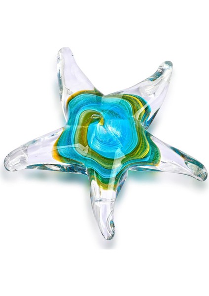 Kristal El Yapımı Cam Üflemeli Masa Dekoru, Denizyıldızı Heykelcik, Koleksiyon Süsleme, Şeffaf ve Yeşil (Yurt Dışından)